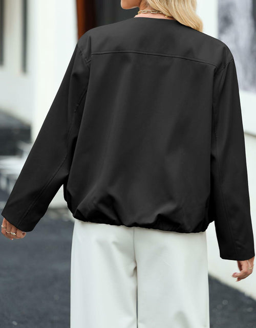 Load image into Gallery viewer, EVALESS Women's Bomber Jacket Lightweight Zip Up Black Size XXL

