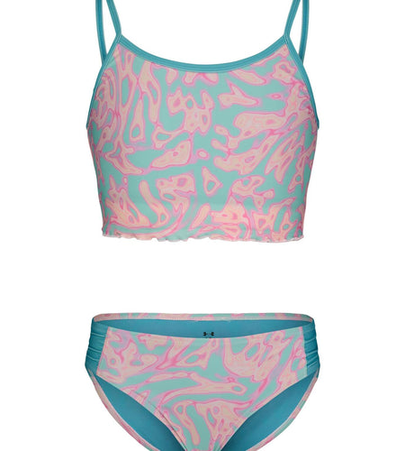 Under Armour Girls Two-Piece Bikini Set Pink Sugar Lava Size 4 US