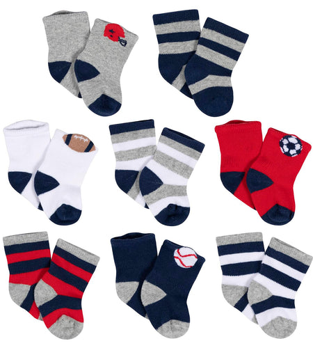 Gerber Baby Wiggle-Proof Socks Sports Blue 8-Pair Size 3-6 Months