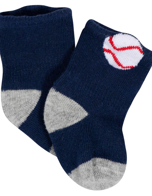 Load image into Gallery viewer, Gerber Baby Wiggle-Proof Socks Sports Blue 8-Pair Size 3-6 Months
