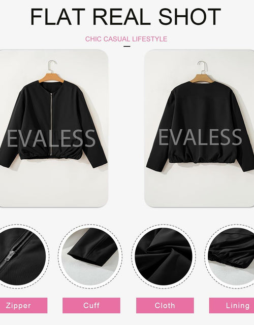Load image into Gallery viewer, EVALESS Women's Bomber Jacket Lightweight Zip Up Black Size XXL
