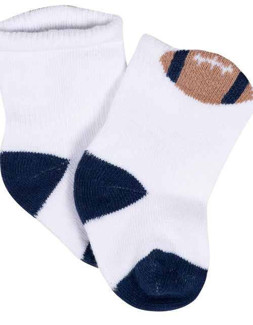 Load image into Gallery viewer, Gerber Baby Wiggle-Proof Socks Sports Blue 8-Pair Size 3-6 Months
