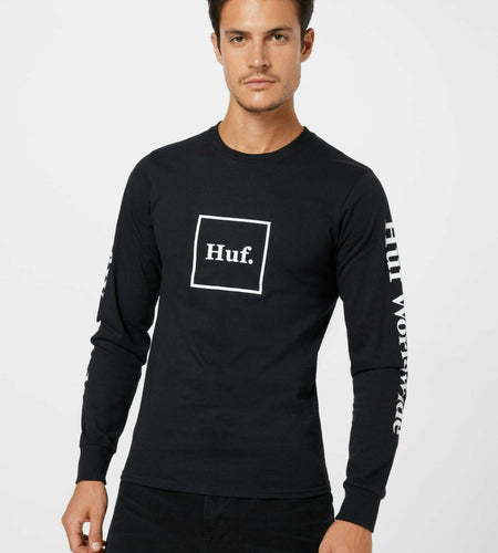 HUF Mens Domestic LS Tee T-Shirt Black Size Small US