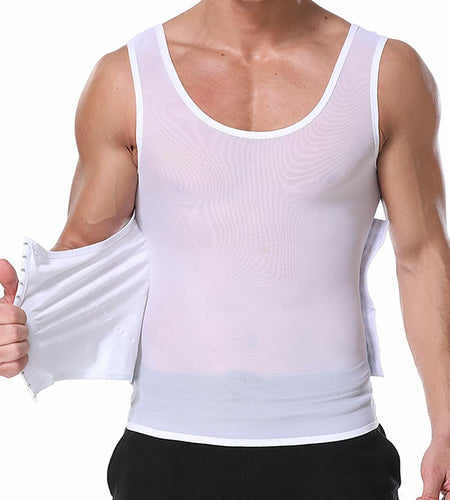 NonEcho Mens Body Shaper Slimming Vest Tummy Control Compression Top Black - XXL