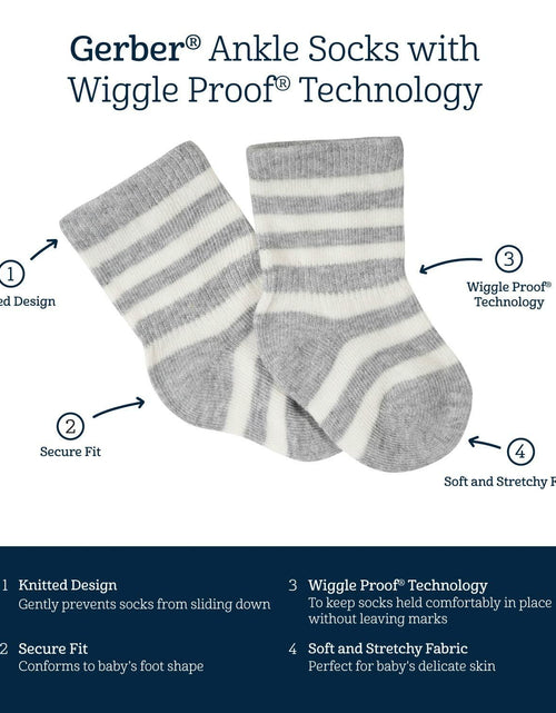 Load image into Gallery viewer, Gerber Baby Wiggle-Proof Socks Sports Blue 8-Pair Size 3-6 Months
