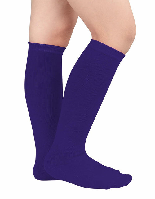 Load image into Gallery viewer, Zando Kids Soccer Socks Cotton Purple Size 6-8
