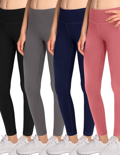 Load image into Gallery viewer, BHRIWRPY 4-Pack Girl Yoga Leggings with 2 Pockets-Active Workout Pants, Black XL
