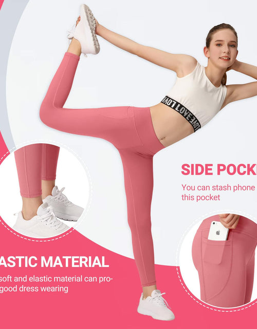 Load image into Gallery viewer, BHRIWRPY 4-Pack Girl Yoga Leggings with 2 Pockets-Active Workout Pants, Black XL
