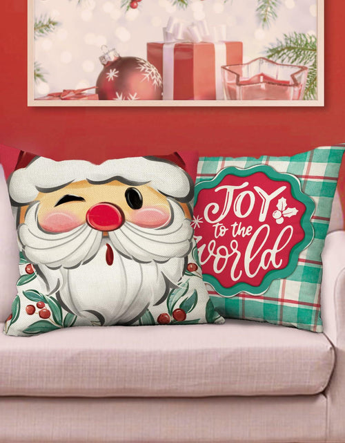 Load image into Gallery viewer, Fjfz Christmas Santa Mrs Claus Throw Pillow Covers 20x20 Green Set of 4
