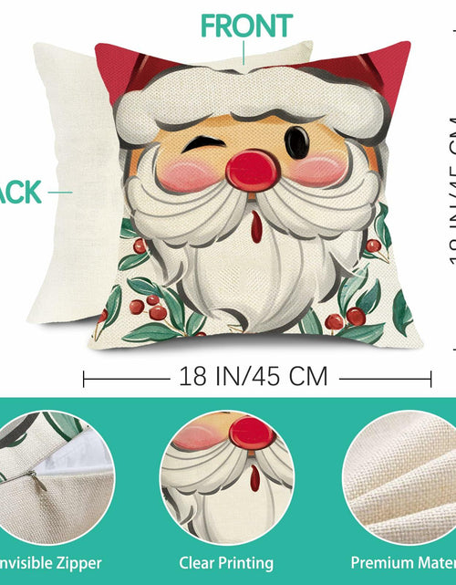Load image into Gallery viewer, Fjfz Christmas Santa Mrs Claus Throw Pillow Covers 20x20 Green Set of 4
