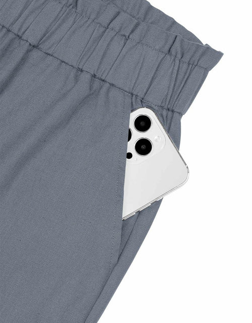 Load image into Gallery viewer, NIMIN Women's High Waisted Paper Bag Work Pants Blue Grey Size 2XL
