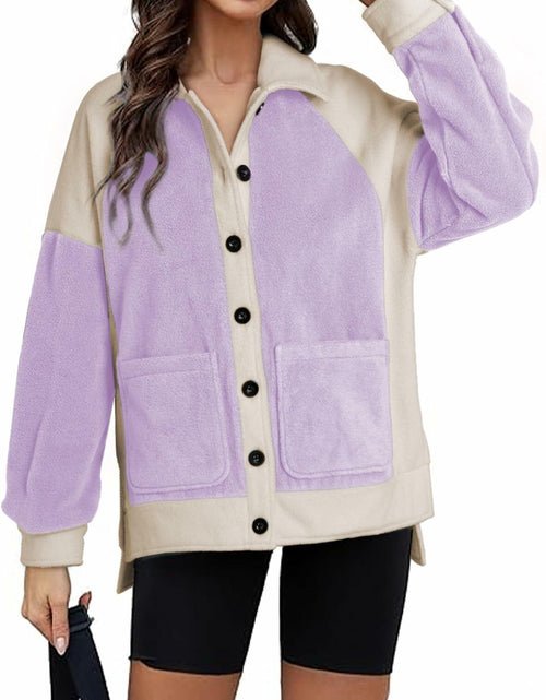 Load image into Gallery viewer, SHEWIN Women's Winter Sherpa Fleece Button Down Shacket Coat Orchid Petal Size S
