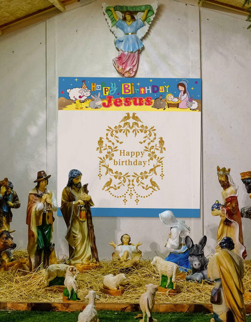 Load image into Gallery viewer, Outus Happy Birthday Jesus Banner Backdrop Christmas Nativity 6x6 ft
