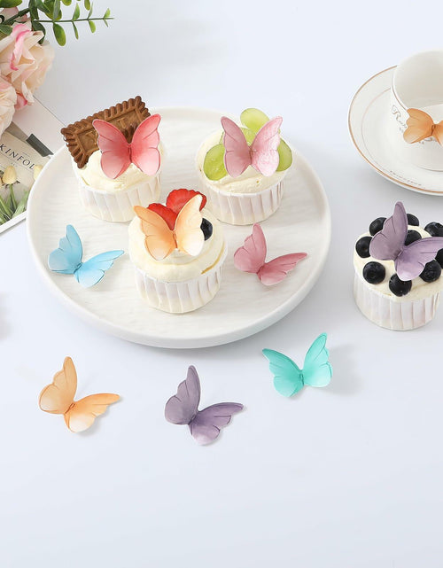 Load image into Gallery viewer, THJ 48Pcs Edible Wafer Paper Butterflies Cake Decoration Mix Color
