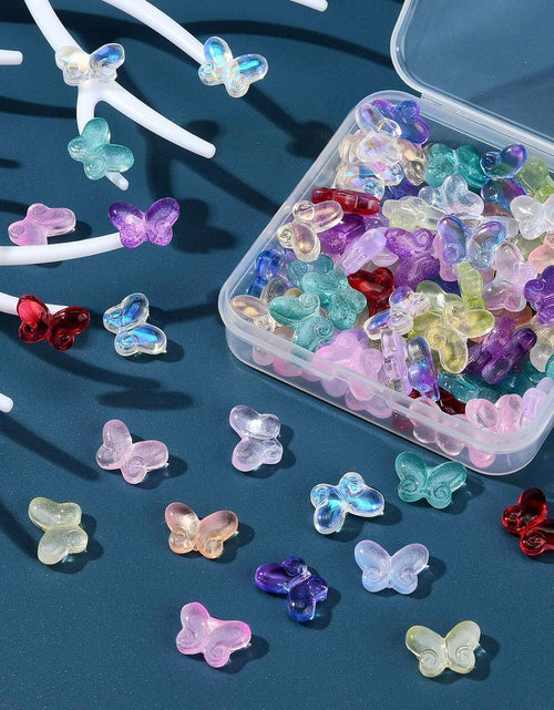 Load image into Gallery viewer, DanLingJewelry 100 pcs Random Color Glass Butterfly Beads for Jewelry Crafts

