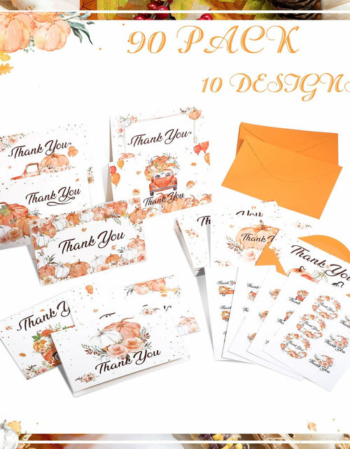 Load image into Gallery viewer, Dianelhall Pumpkin Thank You Cards Set 30pcs 4x6 Inch Orange Fall Theme
