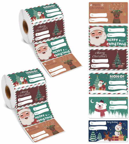 2 Pack Tags 1000PCS Present Labels 6 Classic Designs for Wrapping Paper