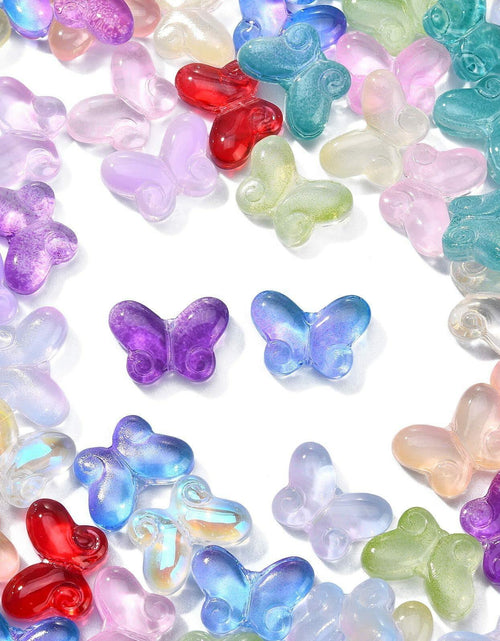 Load image into Gallery viewer, DanLingJewelry 100 pcs Random Color Glass Butterfly Beads for Jewelry Crafts

