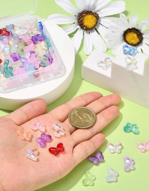 Load image into Gallery viewer, DanLingJewelry 100 pcs Random Color Glass Butterfly Beads for Jewelry Crafts
