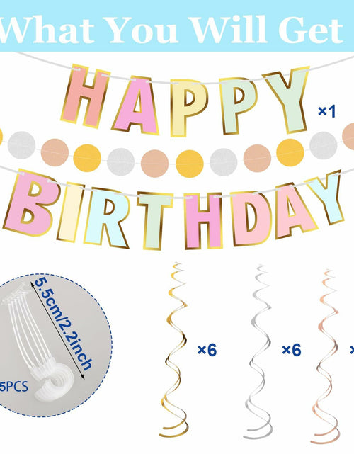 Load image into Gallery viewer, Pastel Happy Birthday Banner Macaron Garland 18pcs Rainbow Colors Decor
