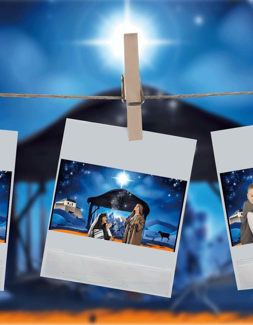 Load image into Gallery viewer, YYNXSY Nativity Scene Backdrop 10x8FT Christmas Star Night Blue
