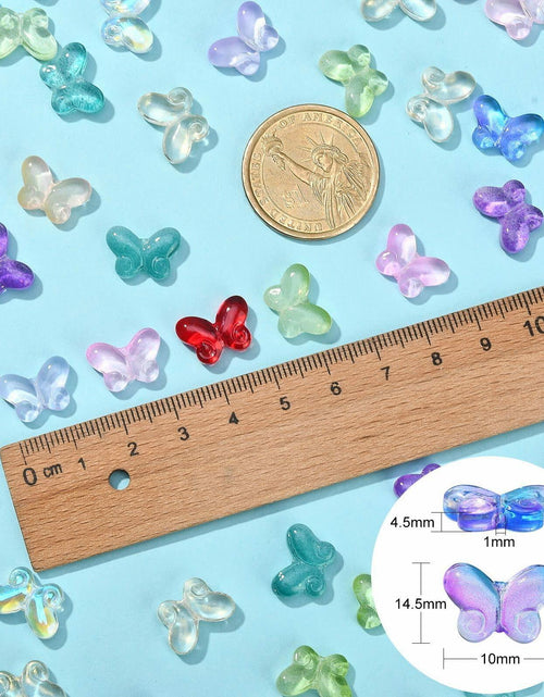 Load image into Gallery viewer, DanLingJewelry 100 pcs Random Color Glass Butterfly Beads for Jewelry Crafts
