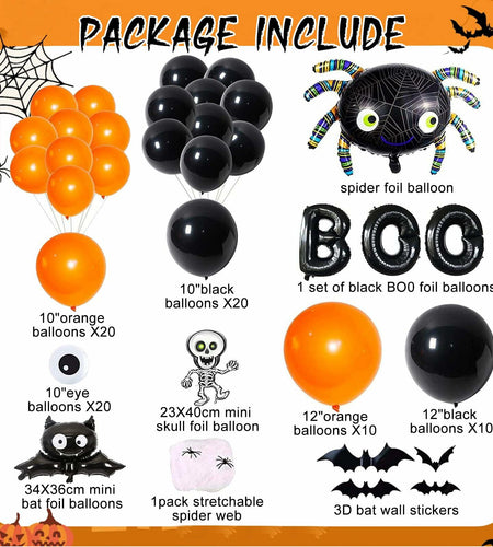 Halloween DIY Party Supplies Arch Kit with Cobweb BOO Spider Skeleton Balloons