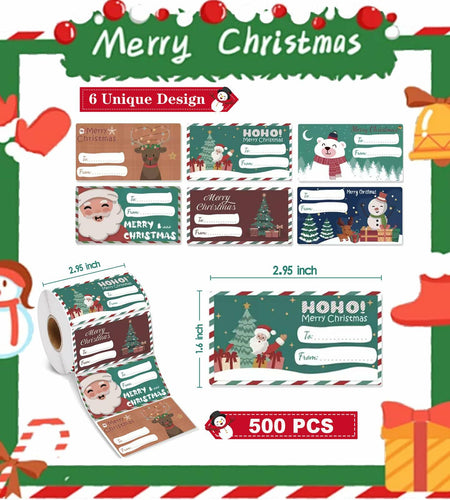 2 Pack Tags 1000PCS Present Labels 6 Classic Designs for Wrapping Paper