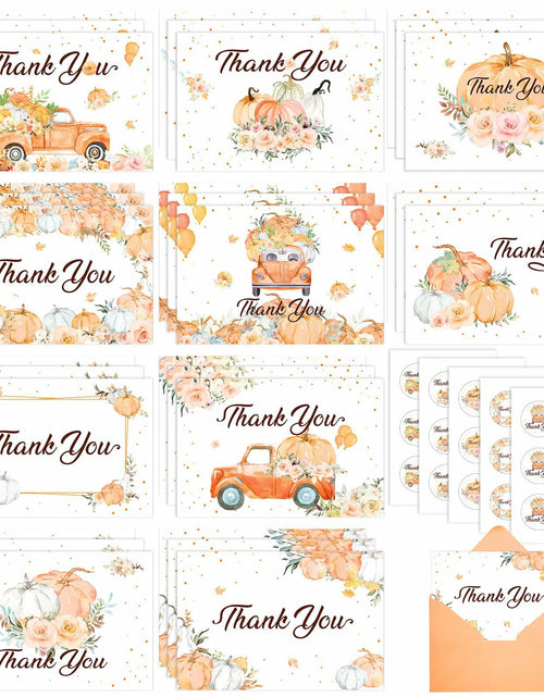 Load image into Gallery viewer, Dianelhall Pumpkin Thank You Cards Set 30pcs 4x6 Inch Orange Fall Theme
