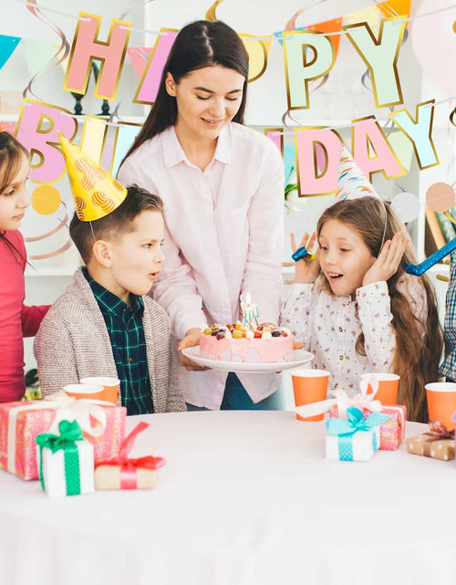 Load image into Gallery viewer, Pastel Happy Birthday Banner Macaron Garland 18pcs Rainbow Colors Decor
