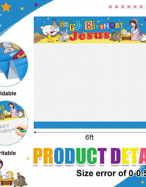 Load image into Gallery viewer, Outus Happy Birthday Jesus Banner Backdrop Christmas Nativity 6x6 ft
