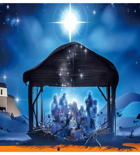 YYNXSY Nativity Scene Backdrop 10x8FT Christmas Star Night Blue