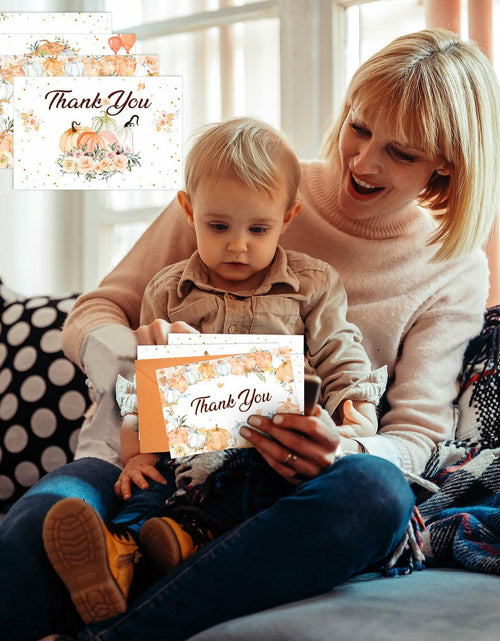 Load image into Gallery viewer, Dianelhall Pumpkin Thank You Cards Set 30pcs 4x6 Inch Orange Fall Theme
