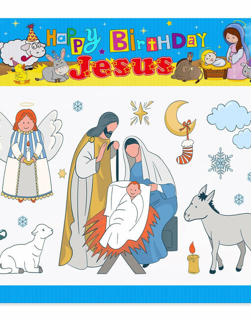 Load image into Gallery viewer, Outus Happy Birthday Jesus Banner Backdrop Christmas Nativity 6x6 ft
