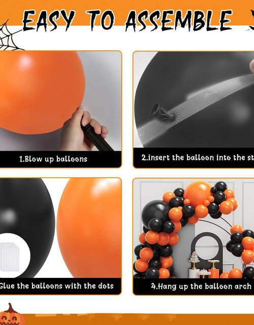 Load image into Gallery viewer, Halloween DIY Party Supplies Arch Kit with Cobweb BOO Spider Skeleton Balloons
