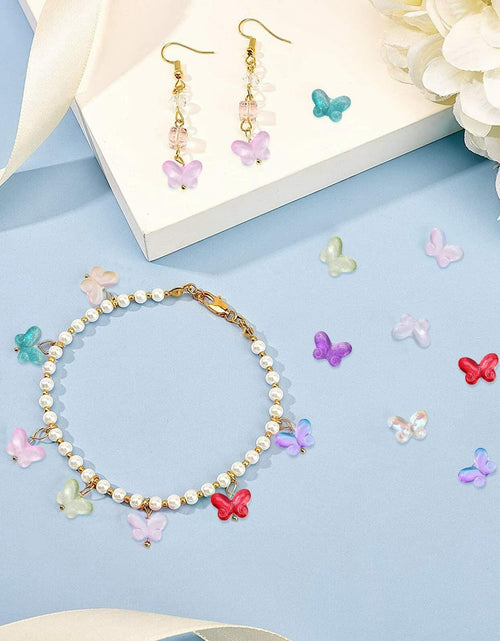 Load image into Gallery viewer, DanLingJewelry 100 pcs Random Color Glass Butterfly Beads for Jewelry Crafts
