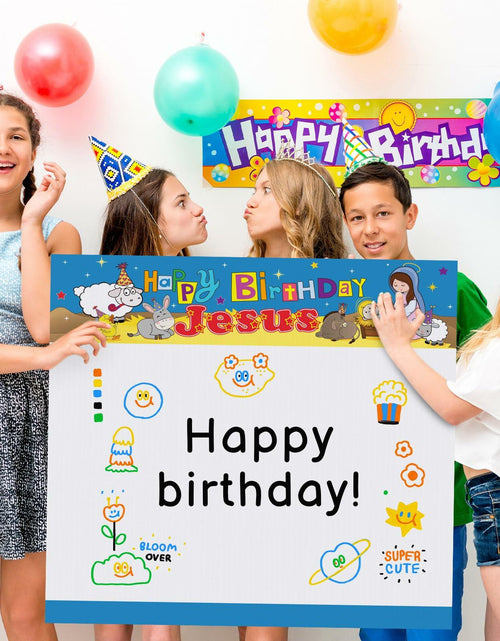 Load image into Gallery viewer, Outus Happy Birthday Jesus Banner Backdrop Christmas Nativity 6x6 ft
