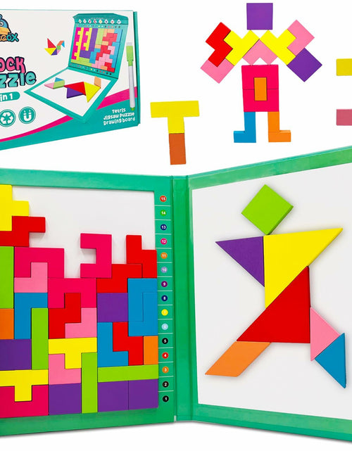 Load image into Gallery viewer, Wooden Blocks Magnetic Puzzle Game Montessori Toy Colorful 3D Brain Teaser

