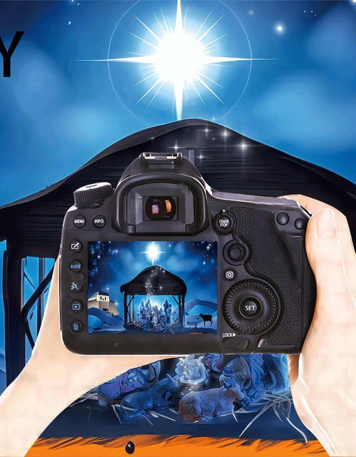 Load image into Gallery viewer, YYNXSY Nativity Scene Backdrop 10x8FT Christmas Star Night Blue
