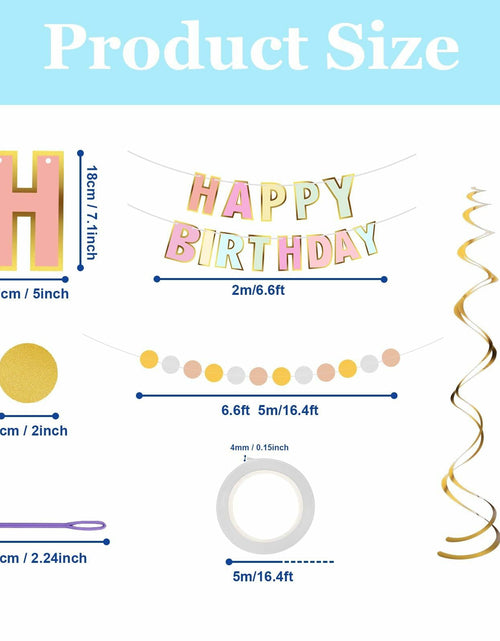 Load image into Gallery viewer, Pastel Happy Birthday Banner Macaron Garland 18pcs Rainbow Colors Decor

