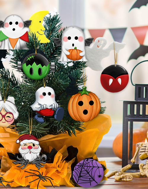 Load image into Gallery viewer, Bolisom 36 Pc Halloween Christmas Tree Ornaments Ghost Pumpkin Gold Rope
