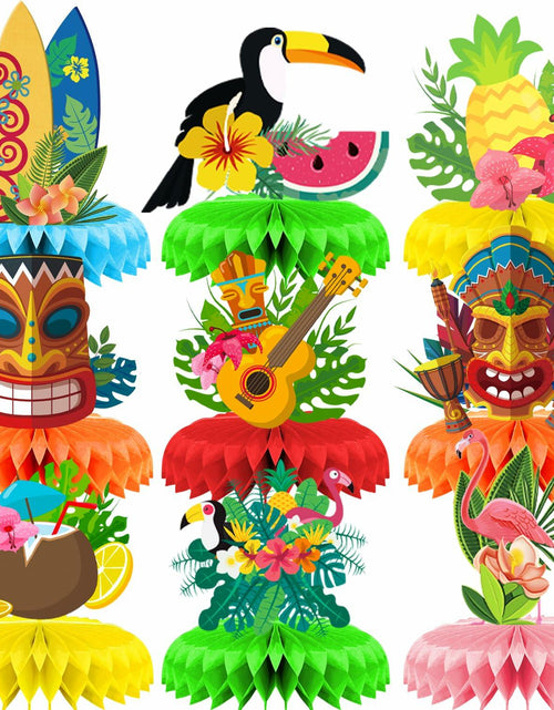 Load image into Gallery viewer, Didazay 9 Pcs Luau Hawaiian Honeycomb Table Centerpieces Tropical Party

