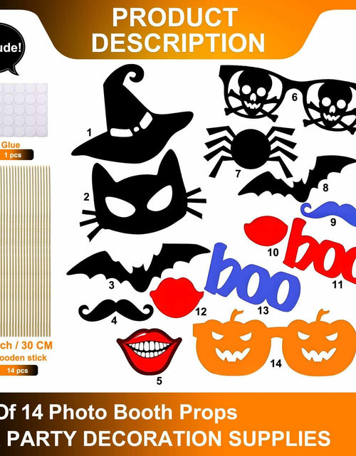 Load image into Gallery viewer, Happy Halloween Photo Booth Props Boo Bat Hat Party Favors Pack of 14
