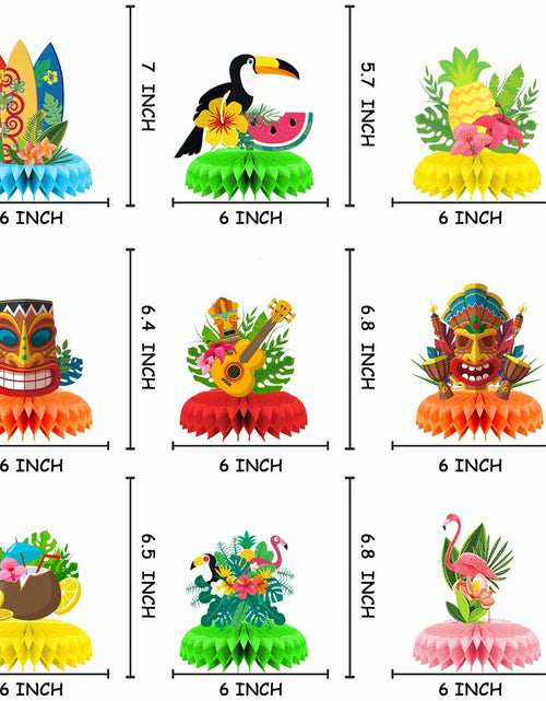 Load image into Gallery viewer, Didazay 9 Pcs Luau Hawaiian Honeycomb Table Centerpieces Tropical Party
