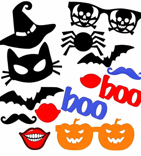 Happy Halloween Photo Booth Props Boo Bat Hat Party Favors Pack of 14