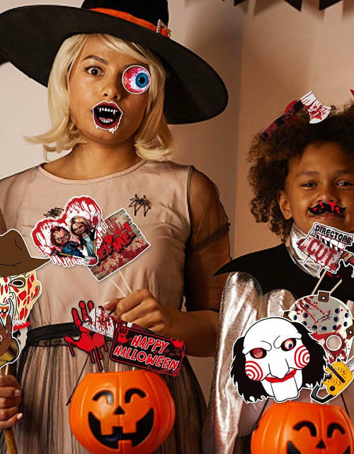 Load image into Gallery viewer, Happy Halloween Photo Booth Props Boo Bat Hat Party Favors Pack of 14
