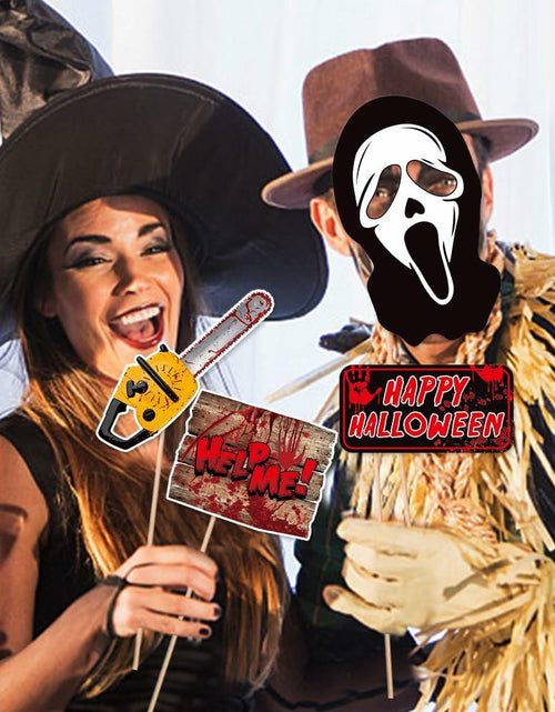 Load image into Gallery viewer, Happy Halloween Photo Booth Props Boo Bat Hat Party Favors Pack of 14
