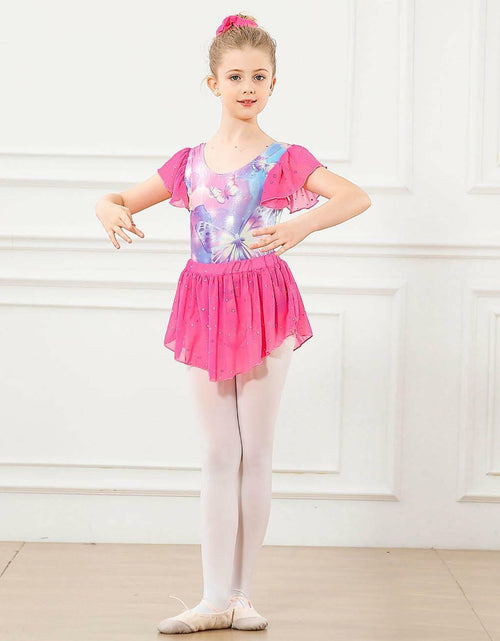 Load image into Gallery viewer, Idgreatim Girls Dance Leotard Butterflies Ballet Outfit with Skirt Size 8-9

