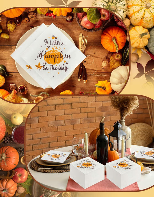 Load image into Gallery viewer, Crtiin Pumpkin Baby Shower Napkins He or She Gender Reveal 100 Pcs

