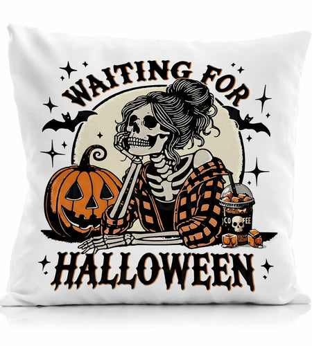 Nogrit Halloween Pillow Cover 18x18 Gothic Plaid Skeleton Pumpkin Black
